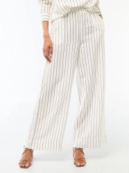 Дамски панталон с прав крачол от ленена смес