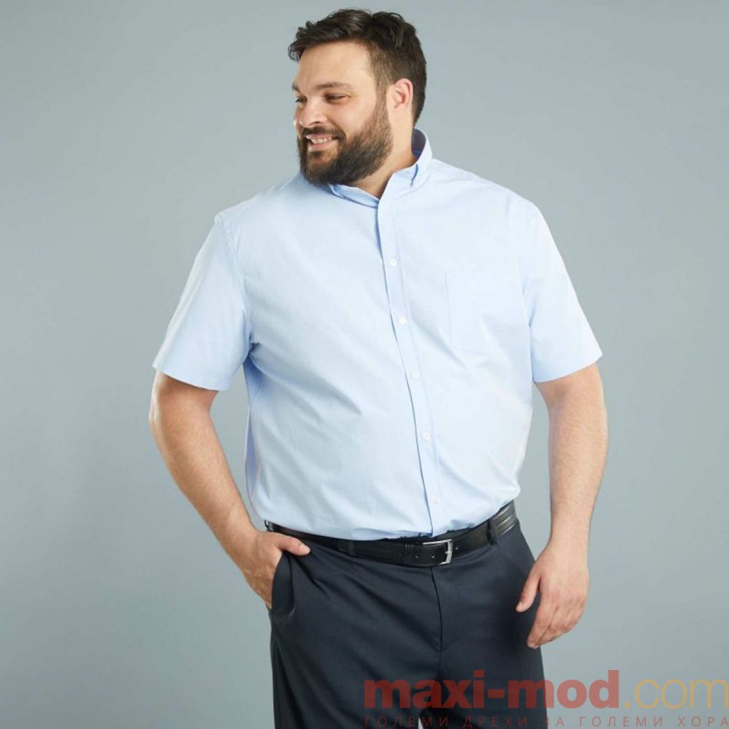Мъжка риза с къс ръкав макси размер