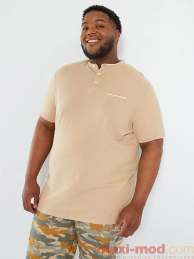 Голям номер мъжка блуза с къс ръкав