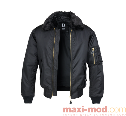 Мъжко зимно бомбър яке с кожена яка – до 7XL