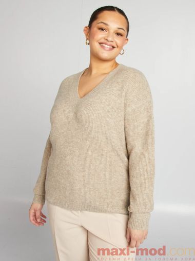 🧶 Дамски пуловер с V-образно деколте – до 6XL