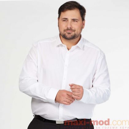 Мъжка класическа бяла риза – до 10XL