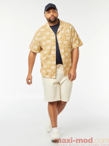Ленена риза с къс ръкав голям размер
