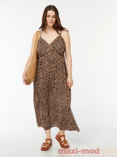 Рокля с креп ефект и тънки презрамки