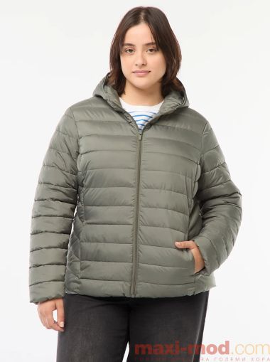 Дамско пухено яке с качулка 