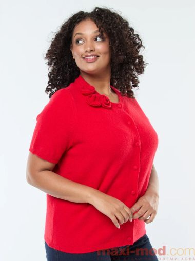 Елек с къс ръкав и флорална бродерия