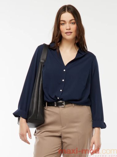 Голям размер дамска риза с креп ефект