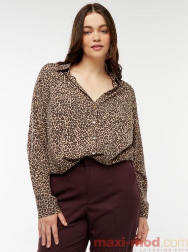 Голям размер дамска риза с креп ефект