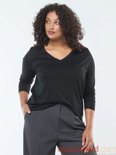 Голям размер дамска блуза с V-образно деколте