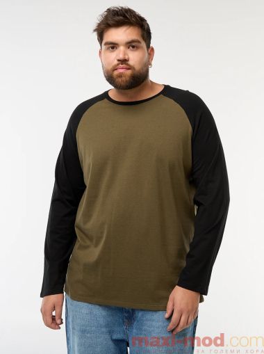 Двуцветна тениска с дълъг ръкав