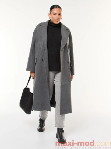 Дълго палто с двуредно зaкопчаване