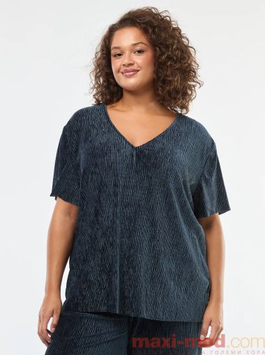 Блуза с къс ръкав от кадифе