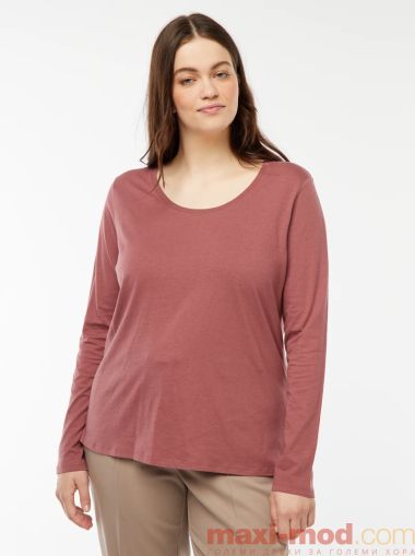 Голям размер тениска с дълъг ръкав от трико