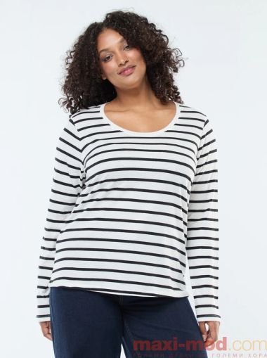 Голям размер тениска с дълъг ръкав от трико