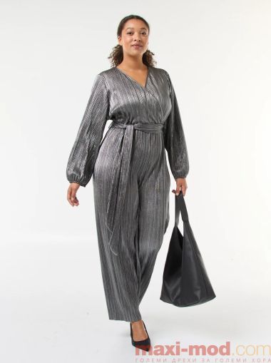 Плисиран гащеризон с широки крачоли