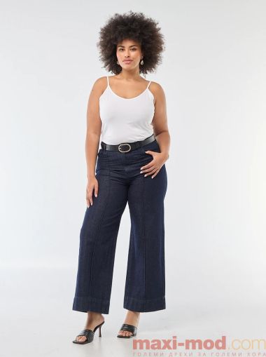 Дънки с висока талия и широки крачоли