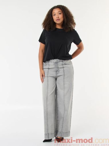 Дънки с висока талия и широки крачоли