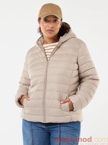 Дамско пухено яке с качулка 