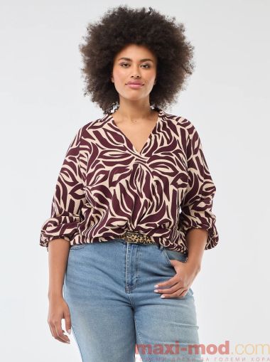 Голям размер дамска блуза с V-образно деколте
