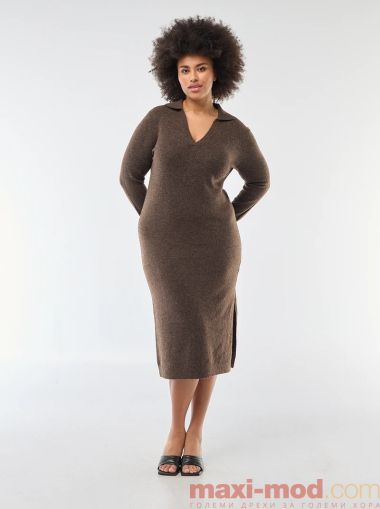 Дълга рокля с поло яка