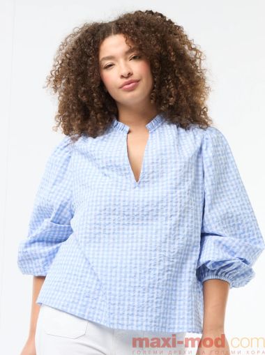 Голям размер дамска карирана блуза 