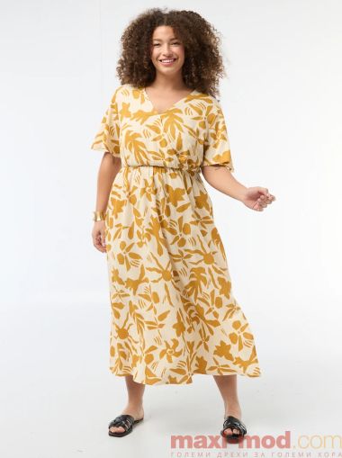 Дълга рокля с V-образно деколте