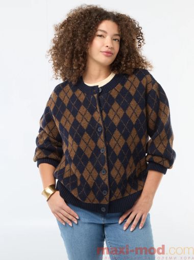 Дамска плетена жилетка голям размер