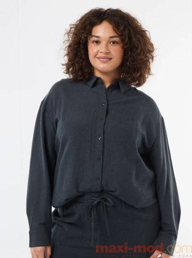 Ефирна риза дълъг ръкав  от ленен и памук