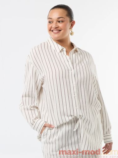 Ефирна риза дълъг ръкав  от ленен и памук