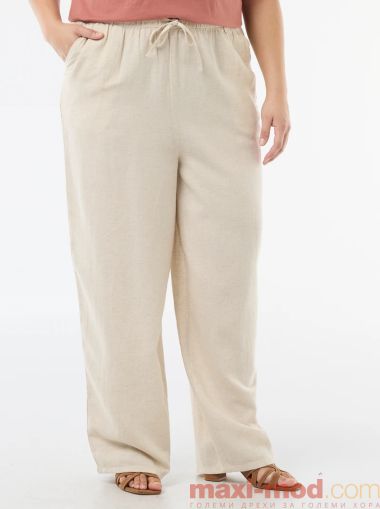 Дамски панталон с прав крачол от ленена смес