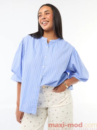 Дамска риза с кръгло деколте и дълъг ръкав