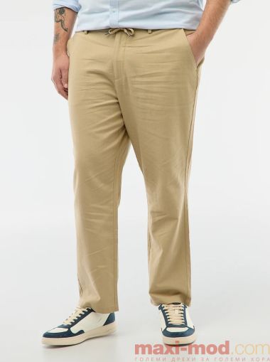 Широки ленен панталон голям размер