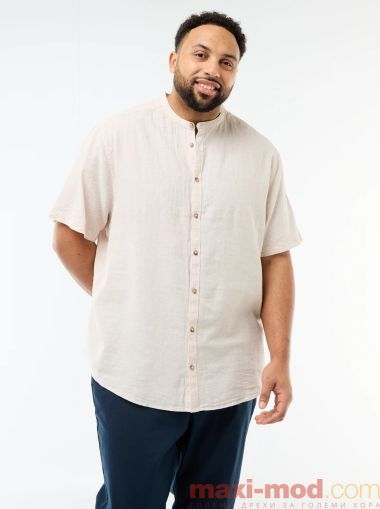 Ленена риза с мандарин яка голям размер