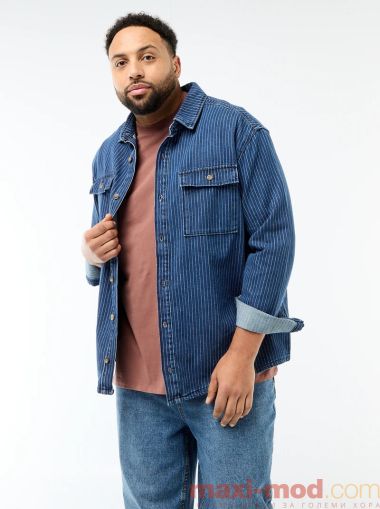 Мъжка дънкова риза голям размер