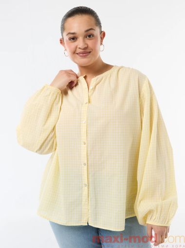 Дамска риза с кръгло деколте и дълъг ръкав