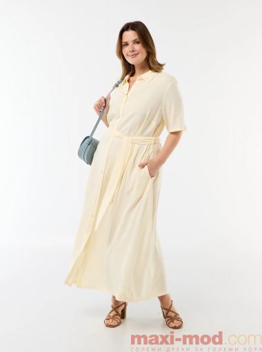 Рокля с къс ръкав и колан на талията