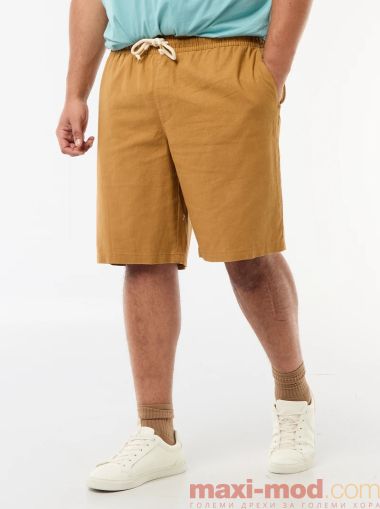 Голям размер мъжки ленени бермуди