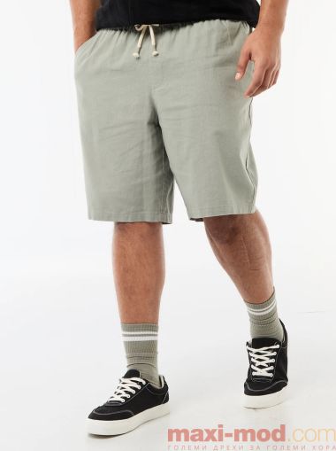 Голям размер мъжки ленени бермуди