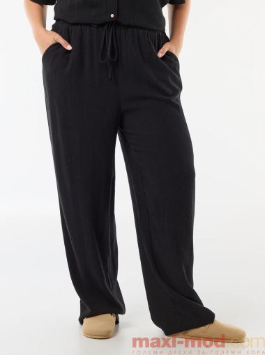 Широк дамски панталони от ленена смес 
