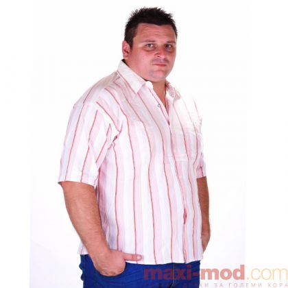 Голям размер мъжка риза с къс ръкав