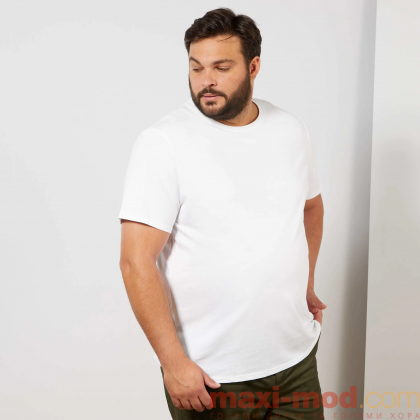 Бяла мъжка тениска голям размер