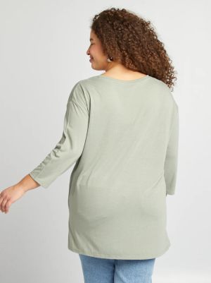 Трикотажна блуза с V-образно деколте 