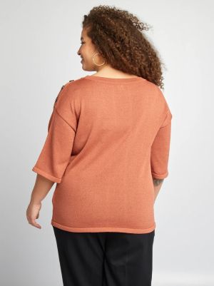 Голям размер дамска плетена блуза с 3/4  ръкав