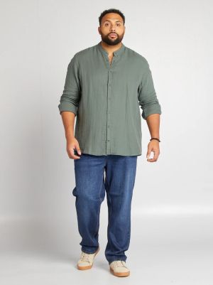 Риза Dobby с мандаринена яка