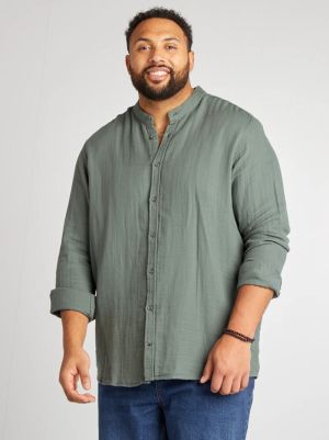 Риза Dobby с мандаринена яка