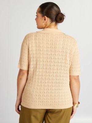 Дамска плетена блуза с къс ръкав