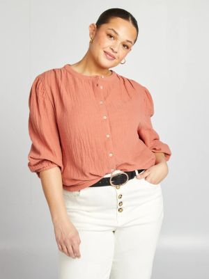 Памучна риза с 3/4 ръкав