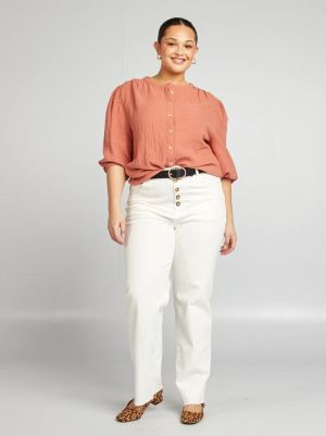 Памучна риза с 3/4 ръкав