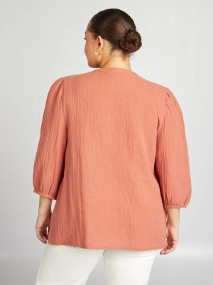 Памучна риза с 3/4 ръкав