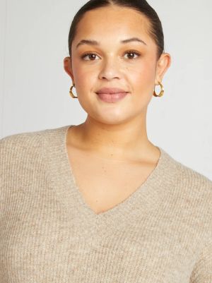 🧶 Дамски пуловер с V-образно деколте – до 6XL